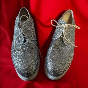 Costume National Silver Glitter Platform Shoes Size 36EU